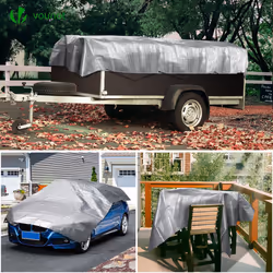 VOUNOT 4x6m Tarpaulin Heavy Duty 240 g/mÂ² Waterproof Tarp Grey - Additional view 7