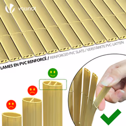 VOUNOT PVC Privacy Screening Fence 90 x 300 cm, Double Reinforced Struts Bamboo