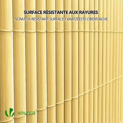 VOUNOT PVC Privacy Screening Fence 90 x 300 cm, Double Reinforced Struts Bamboo