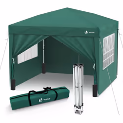 VOUNOT 3m x 3m Pop Up Gazebo with Sides & 4 Weight Bags & Carry Bag, Green