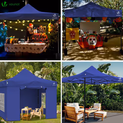 VOUNOT 3x3m Heavy Duty Gazebo with 4 Sides, Pop up Gazebo Fully Waterproof Party Tent with Roller Bag and Leg Weights, Blue - Additional view 5