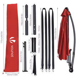 VOUNOT 3m Cantilever Garden Parasol, Banana Patio Umbrella with Crank Handle, Wind Protection Strap and Tilt, Red - Additional view 6