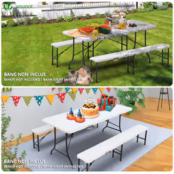 VOUNOT Folding Picnic Table Portable Party Trestle Table for BBQ Camping Indoor Outdoor, White - Additional view 5