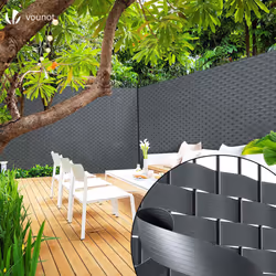VOUNOT PVC Privacy Strips Garden Privacy Fence Screen 150m x 4.7cm with 300 Clips, Grey
