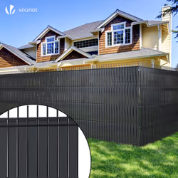 VOUNOT PVC Privacy Strips Garden Privacy Fence Screen 150m x 4.7cm with 300 Clips, Black