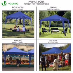 VOUNOT 3x3m Pop Up Gazebo with 4 Leg Weight Bags, Folding Party Tent for Garden Outdoor, Blue - Additional view 2