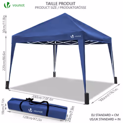 VOUNOT 3x3m Pop Up Gazebo with 4 Leg Weight Bags, Folding Party Tent for Garden Outdoor, Blue - Additional view 5