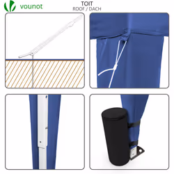 VOUNOT 3x3m Pop Up Gazebo with 4 Leg Weight Bags, Folding Party Tent for Garden Outdoor, Blue - Additional view 6