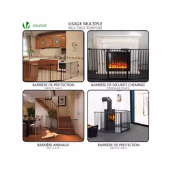 VOUNOT 5 Panel Metal Fire Guard, Hearth Gate, Fire Gate, Fireplace Pet Fence 300cm
