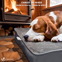 VOUNOT Dog Bed with Cooling Mat, Wahsable Pet Mattress Crate Cushion, Grey 91x70x9cm