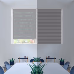 VOUNOT Set of 2 Zebra Roller Blind Double Fabric, Day and Night Translucent or Blackout Vision Curtains , Grey, 100 x 150 cm - Additional view 3