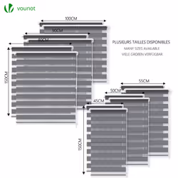 VOUNOT Set of 2 Zebra Roller Blind Double Fabric, Day and Night Translucent or Blackout Vision Curtains , Grey, 100 x 150 cm - Additional view 6