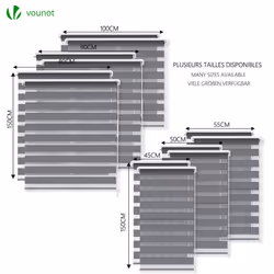 VOUNOT Set of 2 Zebra Roller Blind Double Fabric, Day and Night Translucent or Blackout Vision Curtains, Grey, 80 x 150 cm - Additional view 6