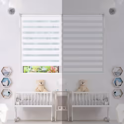VOUNOT Set of 2 Zebra Roller Blind Double Fabric, Day and Night Translucent or Blackout Vision Curtains, White, 90 x 150 cm - Additional view 3