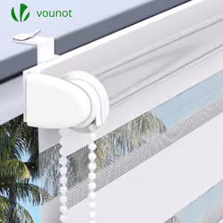 VOUNOT Set of 2 Zebra Roller Blind Double Fabric, Day and Night Translucent or Blackout Vision Curtains, White, 90 x 150 cm - Additional view 5