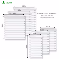 VOUNOT Set of 2 Zebra Roller Blind Double Fabric, Day and Night Translucent or Blackout Vision Curtains, White, 90 x 150 cm - Additional view 6