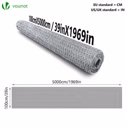 VOUNOT Chicken Wire Mesh, Metal Animal Fence, 13mm Holes, 1m x 50m, Galvanized Silver - Additional view 7