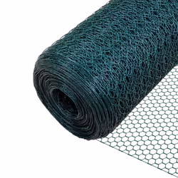 VOUNOT Chicken Wire Mesh, Metal Animal Fence, 13mm Holes, 1m x 50m, PVC Coated Green