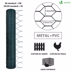 VOUNOT Chicken Wire Mesh, Metal Animal Fence, 13mm Holes, 1m x 50m, PVC Coated Green - Additional view 6