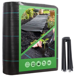 VOUNOT 2x25m Weed Control Fabric with 50 Pegs, Heavy Duty Landscape Ground Cover Membrane, Black