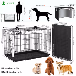 VOUNOT Dog Crate Portable Foldable Secure Pet Puppy Cage with Cover 36 Inches, L - Additional view 2