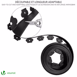 VOUNOT Plastic Garden Edging, Flexible Lawn Edging with 30 Pegs, Black 10m - Additional view 4