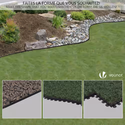 VOUNOT Plastic Garden Edging, Flexible Lawn Edging with 30 Pegs, Black 10m - Additional view 6