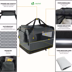 VOUNOT Pet Carrier Bag Portable Foldable Dog Cat Travel Carrier Bag, 3 Entry Doors, Breathable Mesh and Padded Handles, S Grey - Additional view 5