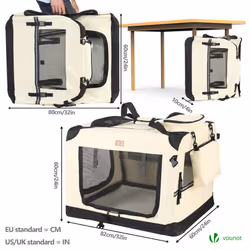 VOUNOT Pet Carrier Bag Portable Foldable Dog Cat Travel Carrier Bag, 3 Entry Doors, Breathable Mesh and Padded Handles, XL Beige - Additional view 4