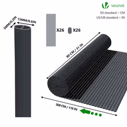 VOUNOT PVC Privacy Screening Fence 80 x 300 cm Reinforced Struts Grey - Additional view 5
