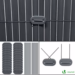 VOUNOT PVC Privacy Screening Fence 80 x 500 cm Reinforced Struts Grey - Additional view 7
