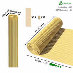 VOUNOT PVC Privacy Screening Fence 80 x 500 cm Reinforced Struts Bamboo - Additional view 5