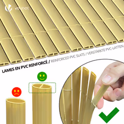 VOUNOT PVC Privacy Screening Fence 90 x 300 cm Reinforced Struts Bamboo