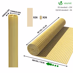 VOUNOT PVC Privacy Screening Fence 90 x 300 cm Reinforced Struts Bamboo - Additional view 5