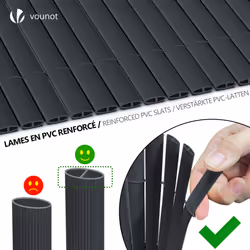 VOUNOT PVC Privacy Screening Fence 100 x 500 cm Reinforced Struts Grey