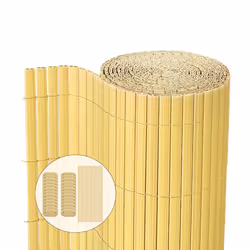VOUNOT PVC Privacy Screening Fence 100 x 500 cm Reinforced Struts Bamboo
