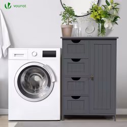 VOUNOT Bathroom Storage Cabinet Floor Freestanding Cupboard 55x30x82cm Grey