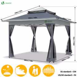 VOUNOTÂ 3.6x3.6mÂ PopÂ UpÂ GazeboÂ withÂ MeshÂ Side DoubleÂ RoofÂ MarqueeÂ PartyÂ Tent,Â Grey - Additional view 5