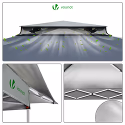 VOUNOTÂ 3.6x3.6mÂ PopÂ UpÂ GazeboÂ withÂ MeshÂ Side DoubleÂ RoofÂ MarqueeÂ PartyÂ Tent,Â Grey - Additional view 6
