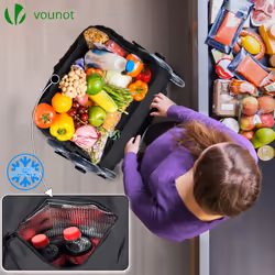 VOUNOT Folding Shopping Trolley, Aluminium Lightweight Shopping Cart 45L Black - Additional view 5