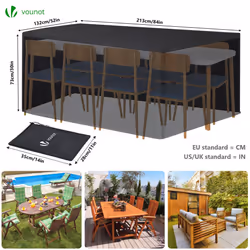 VOUNOT Garden Furniture Covers 213x132x73cm Waterproof Patio Set Cover Black