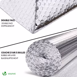 VOUNOT Insulation Roll Radiator Foil 10m x 100cm x 3mm, Double Aluminum Bubble Foil