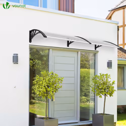 VOUNOT 200x80cm Front Door Canopy Porch Outdoor Awning, Rain Shelter, Black - Additional view 2