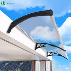 VOUNOT 200x80cm Front Door Canopy Porch Outdoor Awning, Rain Shelter, Black - Additional view 7