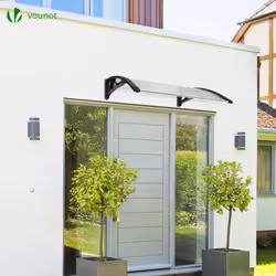 VOUNOT 100x80cm Front Door Canopy Porch Outdoor Awning, Patio Rain Shelter, Black - Additional view 2
