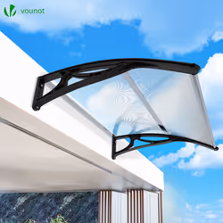 VOUNOT 120x80cm Front Door Canopy Porch Outdoor Awning, Patio Rain Shelter, Black - Additional view 7