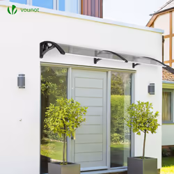 VOUNOT 200x80cm Front Door Canopy Porch Outdoor Awning, Patio Rain Shelter, Black - Additional view 2
