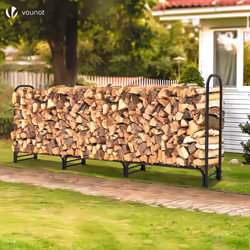 VOUNOT Firewood Log Rack with Cover, Metal Log Store Outdoor, 300 x 36 x 116 cm - Additional view 2