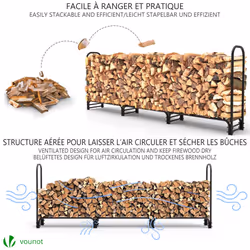 VOUNOT Firewood Log Rack with Cover, Metal Log Store Outdoor, 300 x 36 x 116 cm - Additional view 3