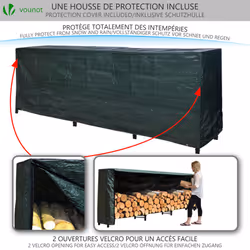 VOUNOT Firewood Log Rack with Cover, Metal Log Store Outdoor, 300 x 36 x 116 cm - Additional view 4